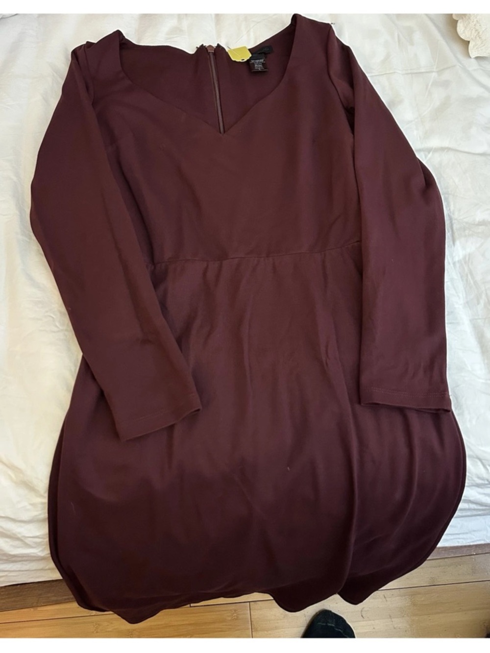 Long Sleeve Midi Dress in Deep Burgundy